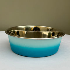 Pawgy Pets Heavy Dish Dual Shaded Bowl with Bonded Rubber: Blue