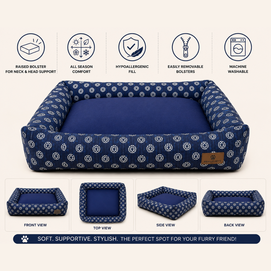 Indigo Bloom Bed | Dog Bed | Pawgy Pets