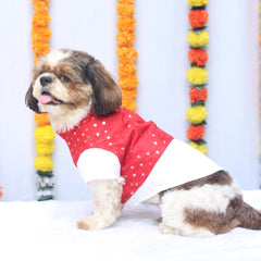Pawgy Pets Pujo Kurta Red for Dogs