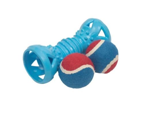 Pawgy Pets Double Ball Dumbbell Chew Toy With Natural Rubber For Dog (Red)