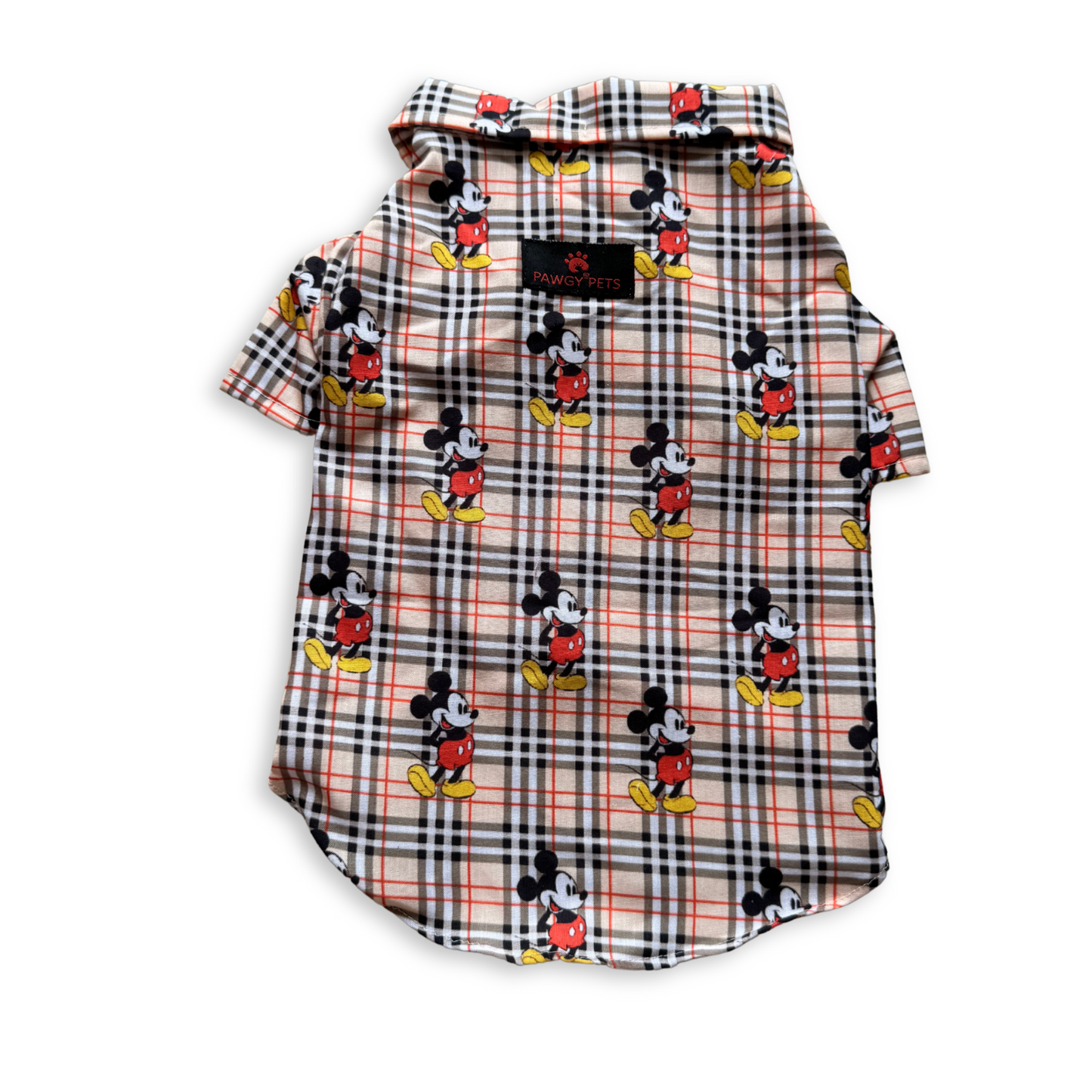 Mickey Check Shirt | Beige | For Dogs | Pawgy Pets