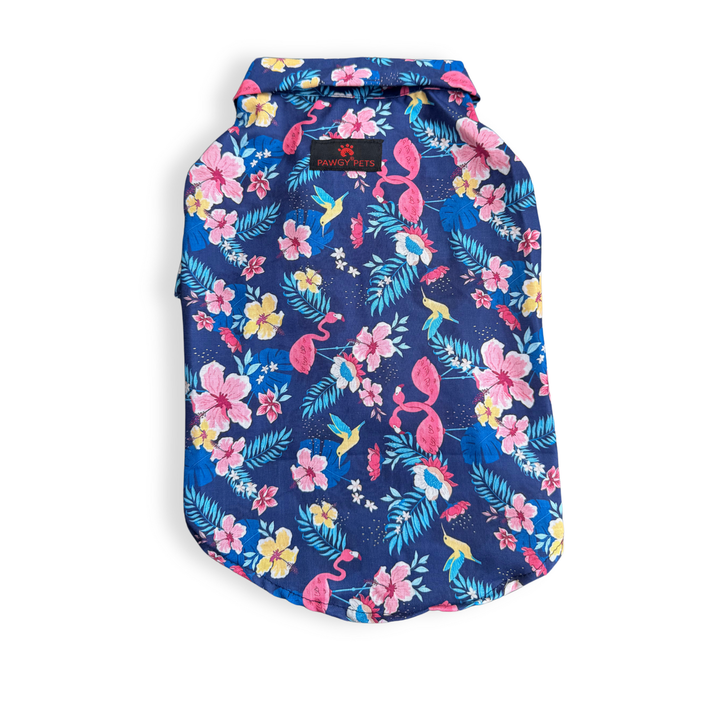 Hawaiian Flamingo Shirt | Navy Blue | For Dogs | Pawgy Pets