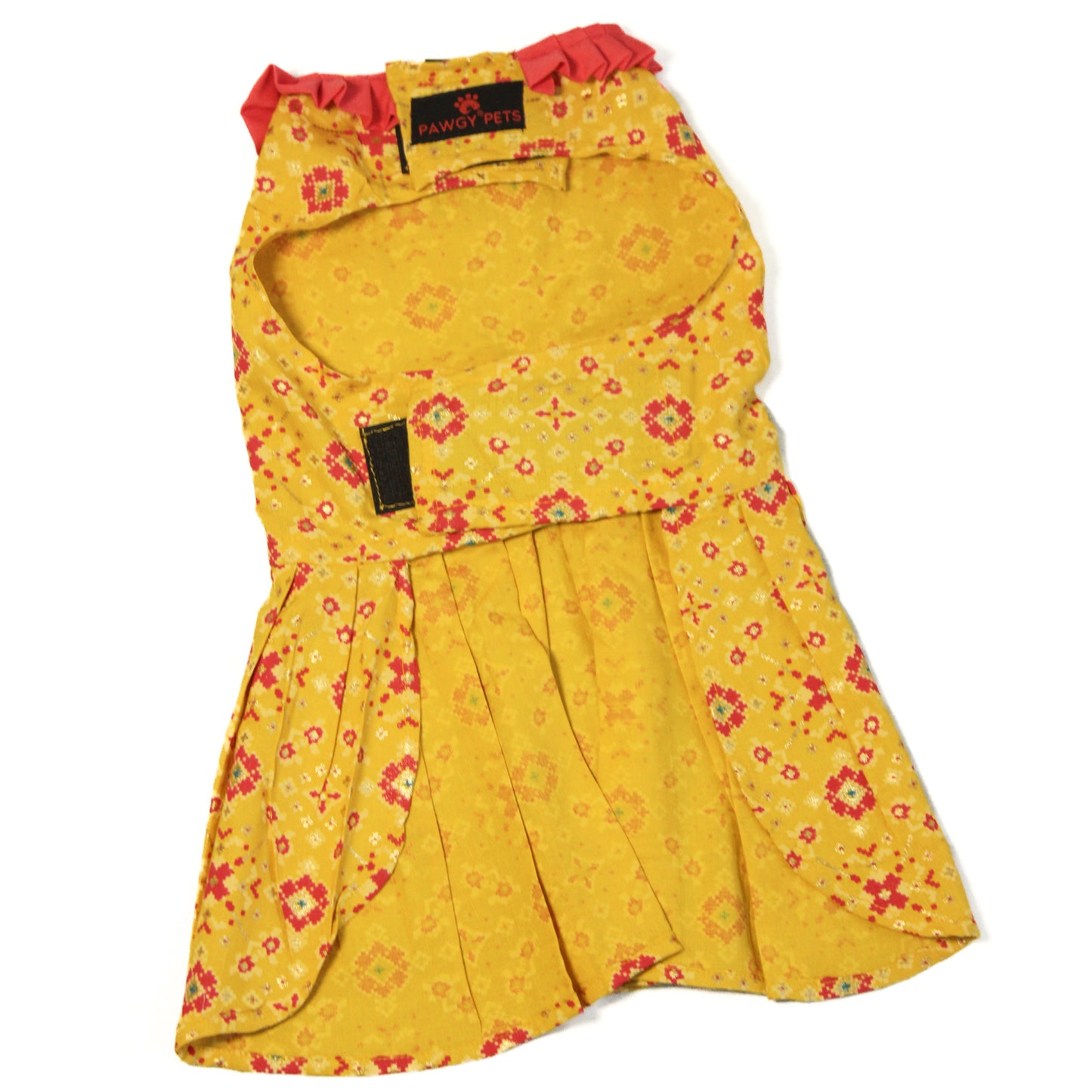 Yellow Block Print Bandani Dress | For Dogs | Pawgy Pets