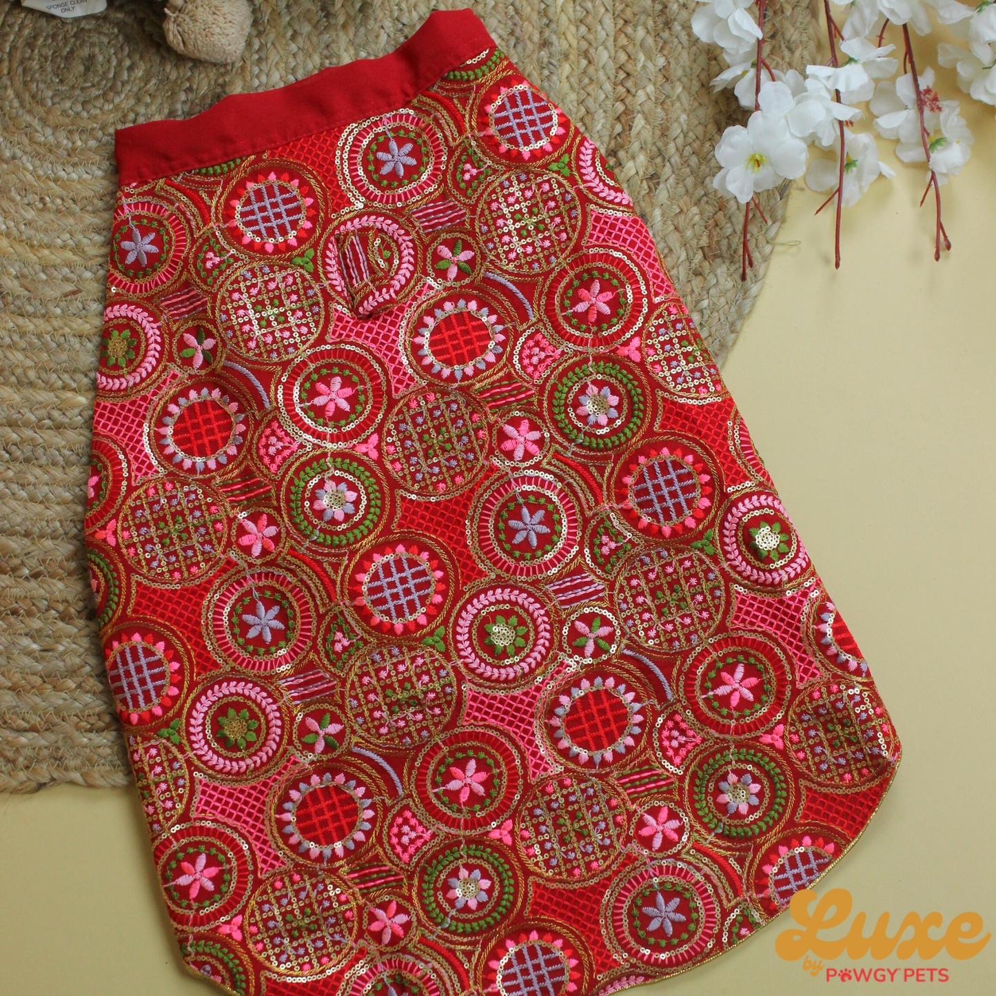 Red Embroidered Kurta | Luxe Collection | Pawgy Pets