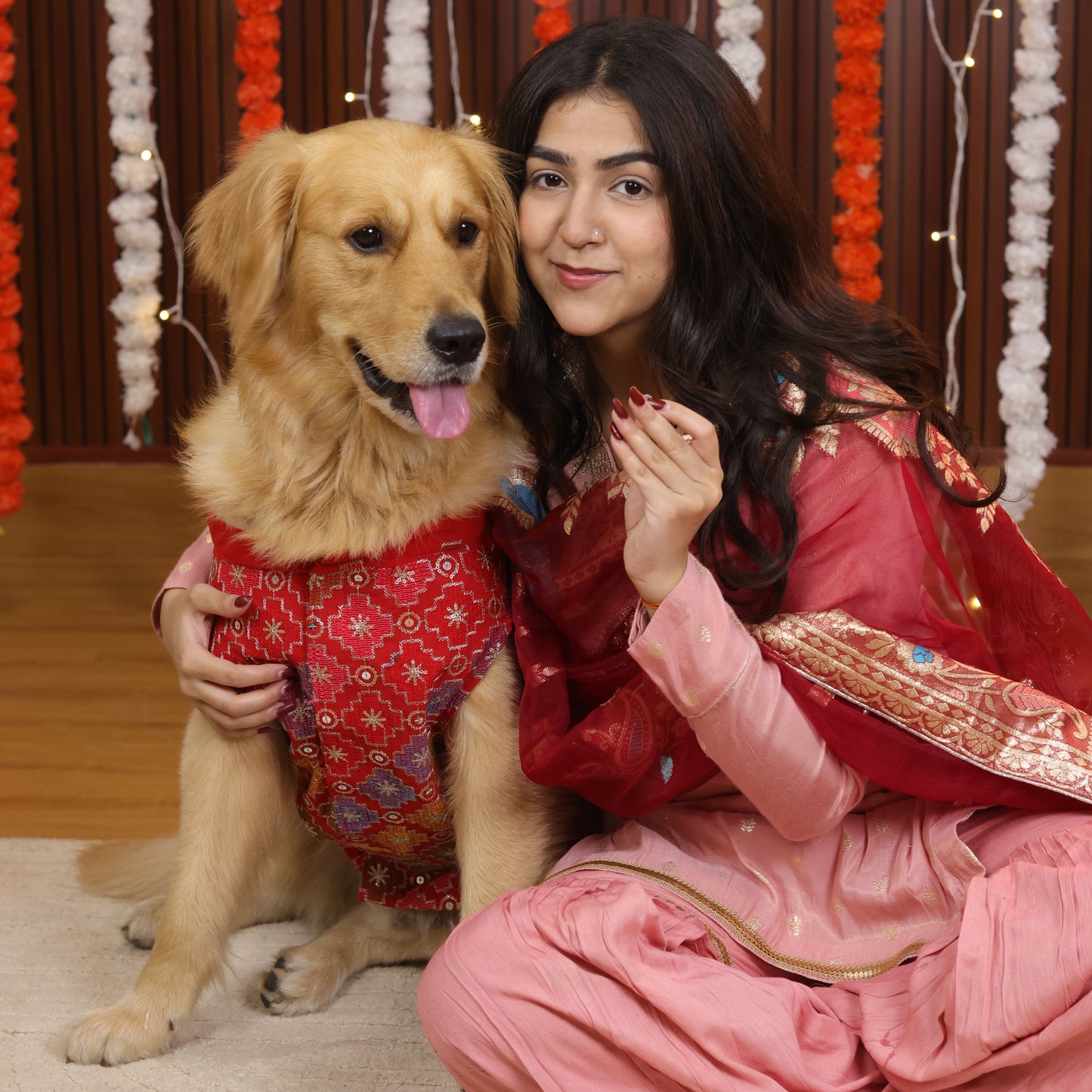 Red Patola Festive Shirt | For Dogs | Pawgy Pets