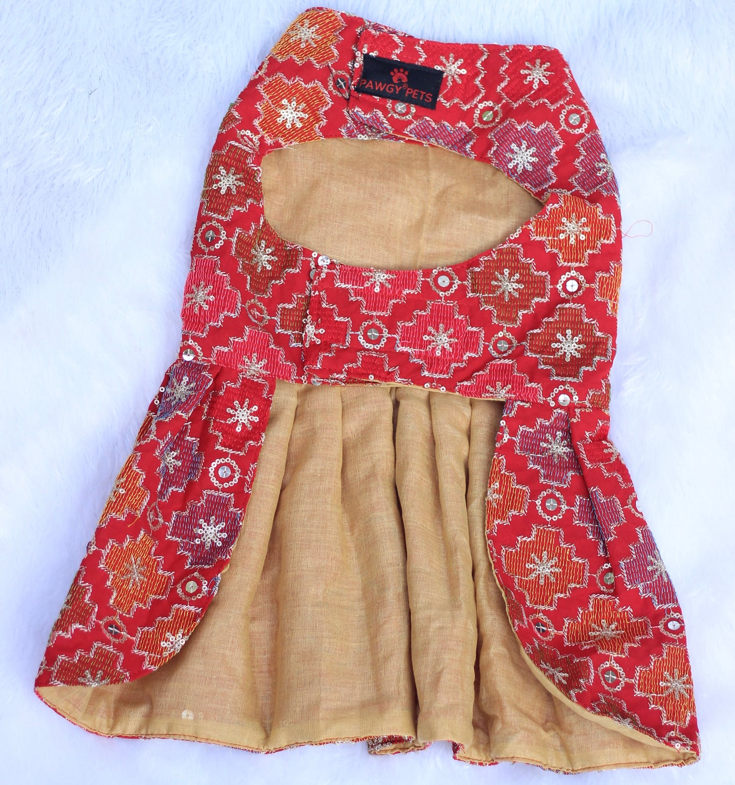 Red Patola Festive Dress | For Dogs | Pawgy Pets