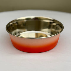 Pawgy Pets Heavy Dish Dual Shaded Bowl with Bonded Rubber: Orange