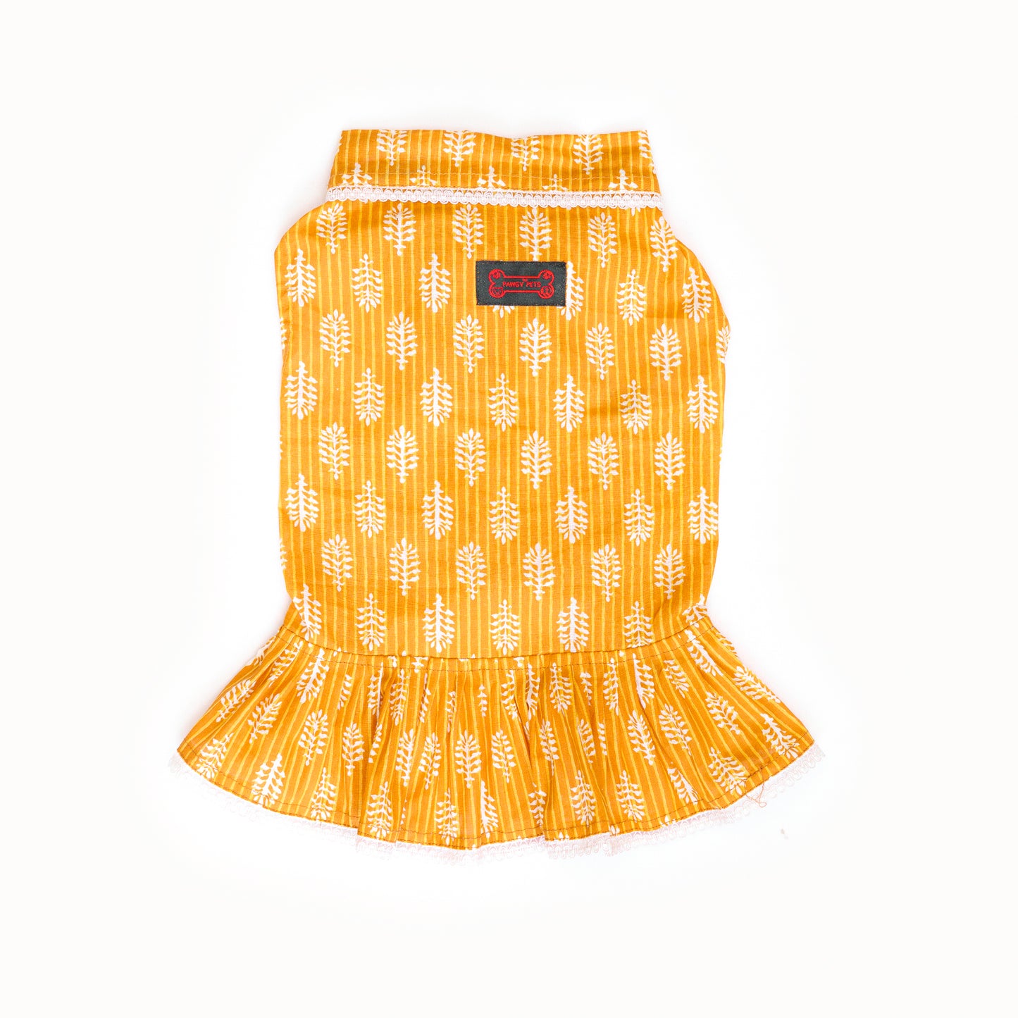 Pawgy Pets Heritage Handblock Dress Mustard for Dogs