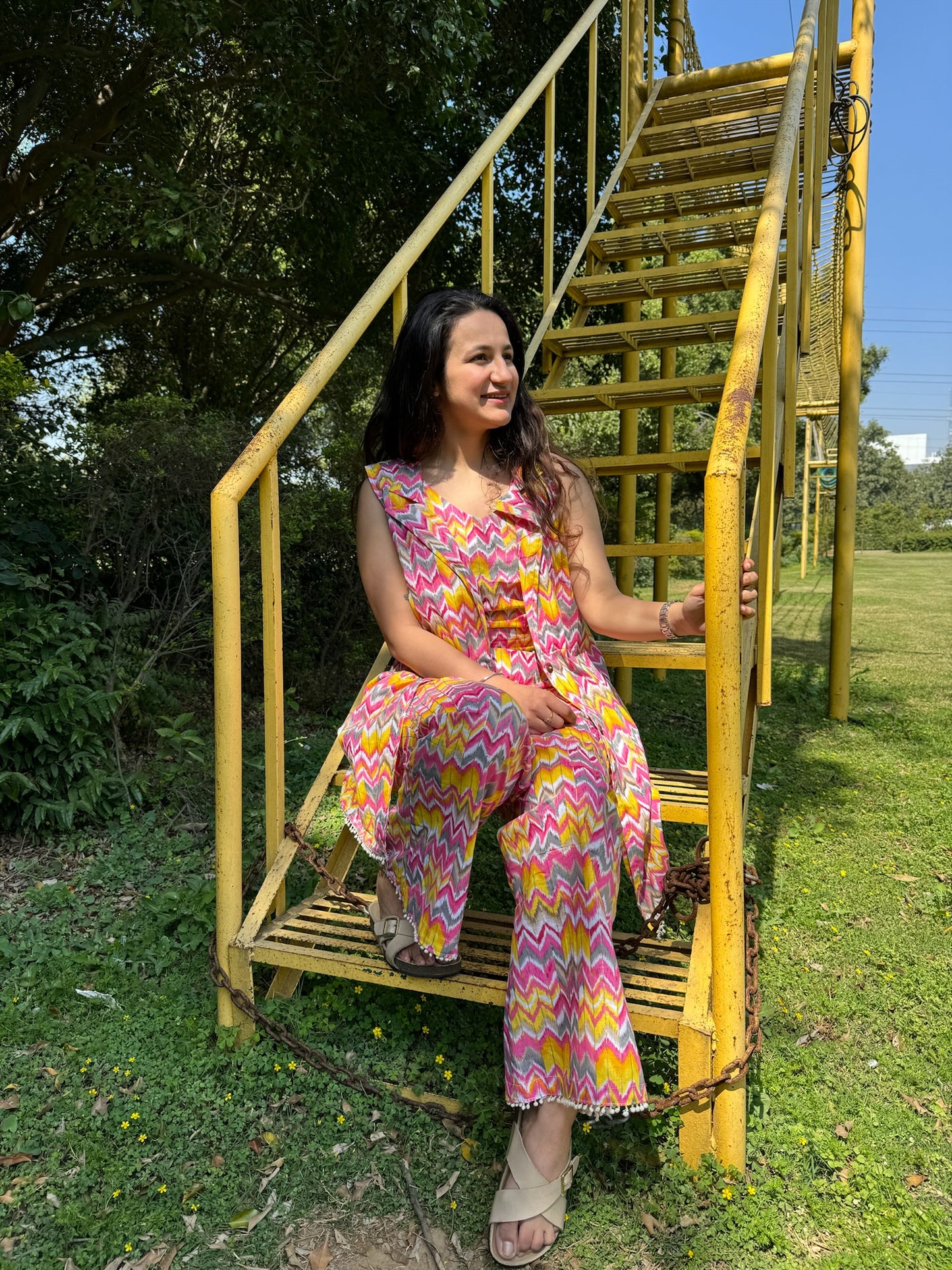 Women Coord Set (Zig-Zag Pink)