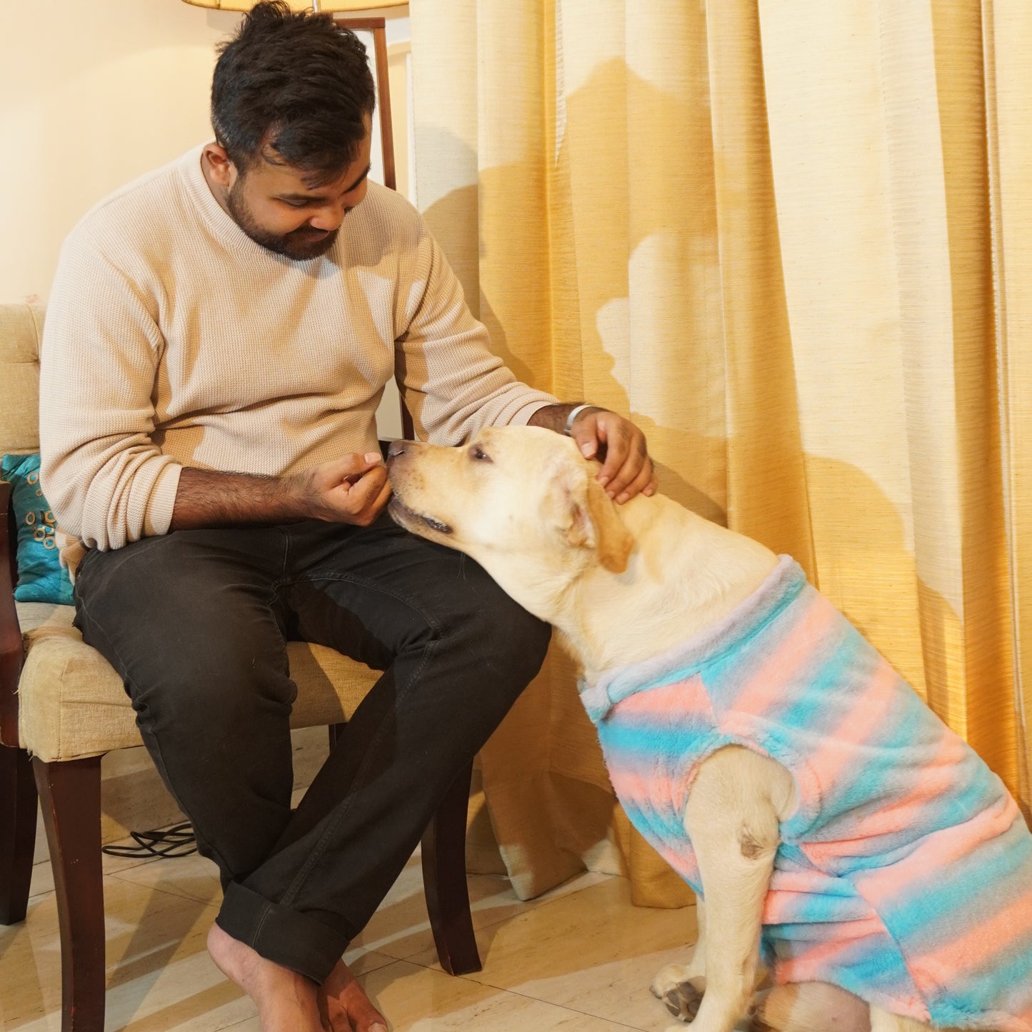 Blue & Pink Fur Sweater (Sleeveless) | For Dogs & Cats | Pawgy Pets