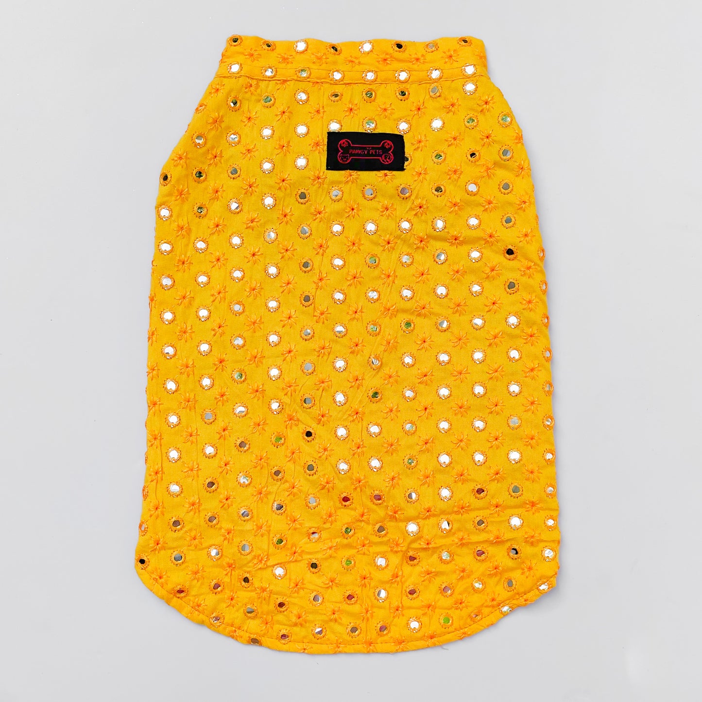 Pawgy Pets Festive Shirt Yellow Mirror Work for Dogs