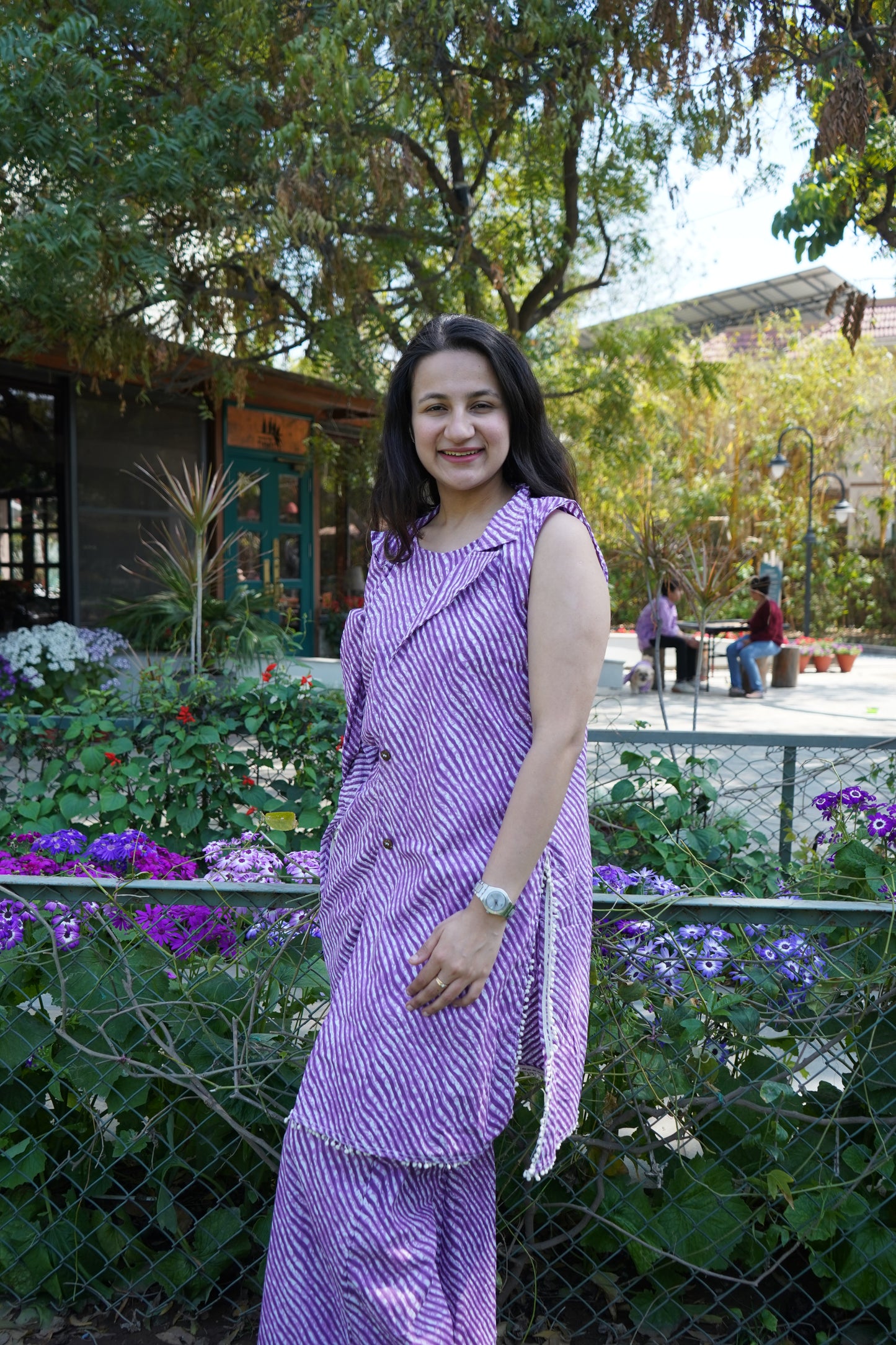 Women Coord Set (Lehriya Purple)