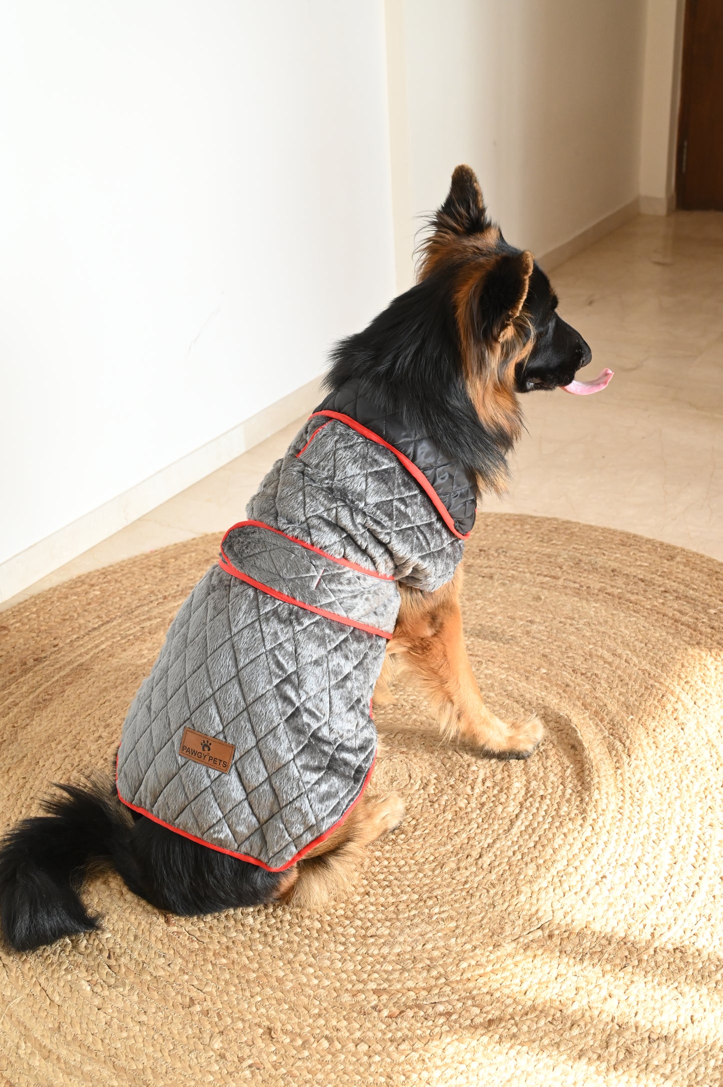 Pawgy Pets Reversible Quilted Jacket (Grey & Black) for Dogs & Cats