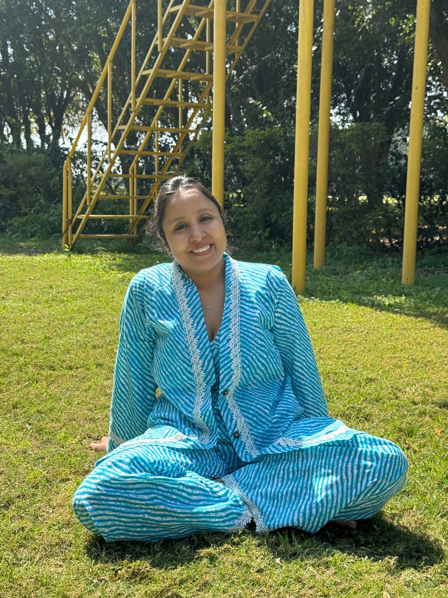 Women Coord Set (Lehriya Blue)
