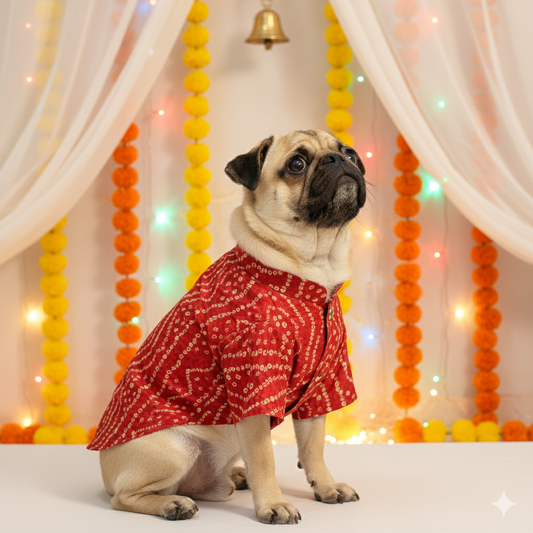 Pawgy Pets Red Bandani kurta for Dogs