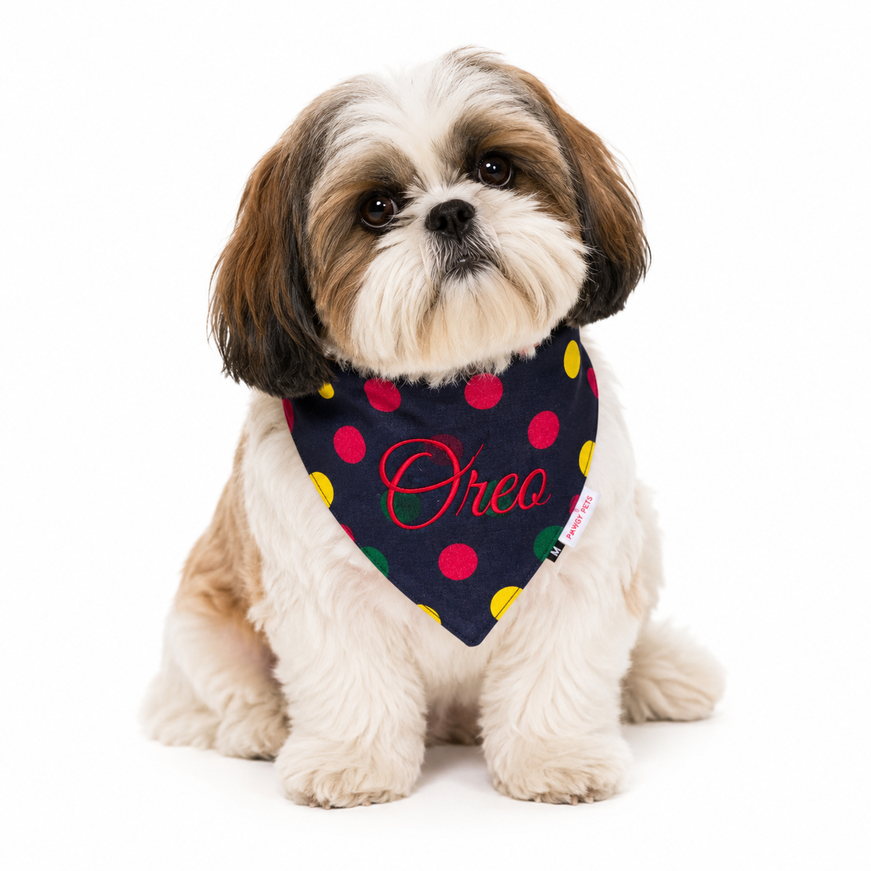 Denim Multi Polka Bandana | Personalised for Dogs | Pawgy Pets