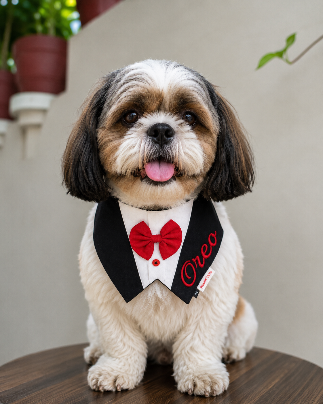 Pawgy Pets Personalised Formal Tux Bandana: Black for Dogs & Cats
