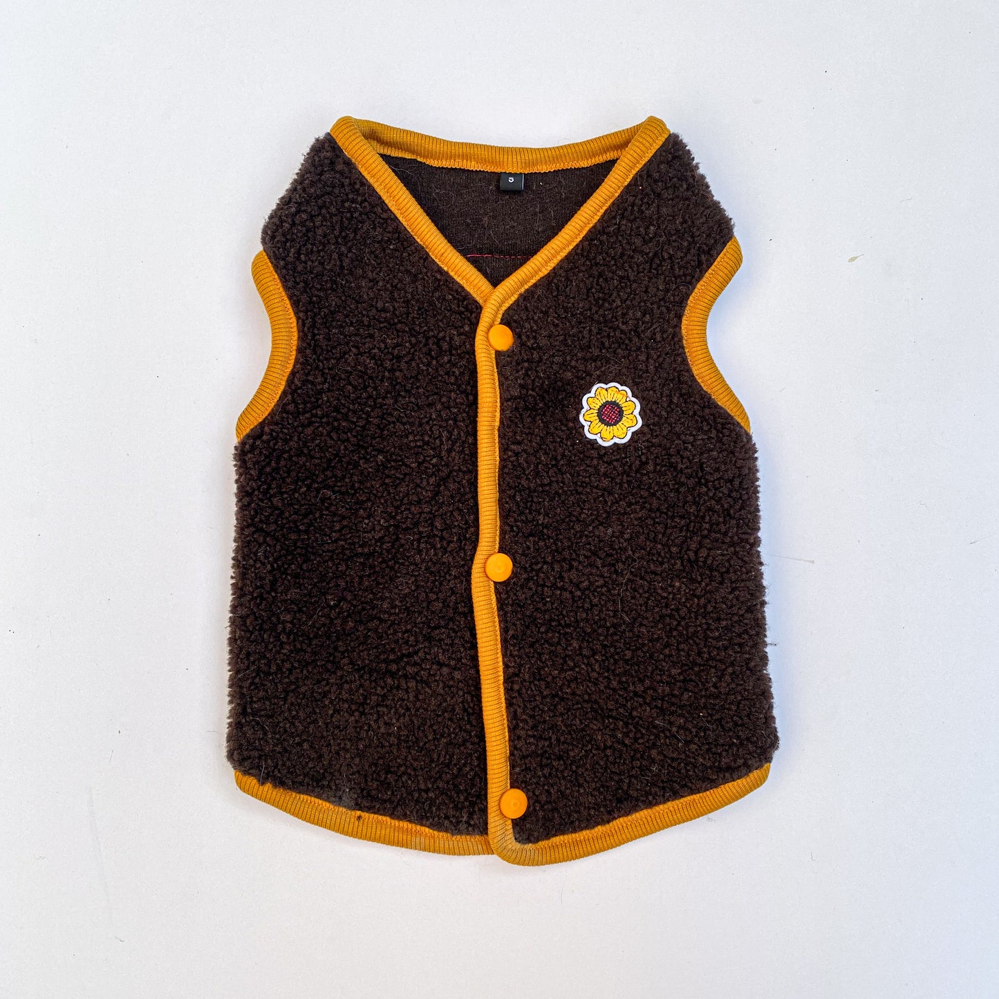 Chocolate Brown & Mustard Fleece Vest | For Dogs & Cats | Pawgy Pets