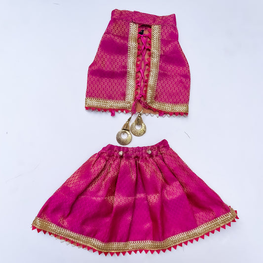 Pawgy Pets Pink Brocade Lehenga for Dogs & Cats