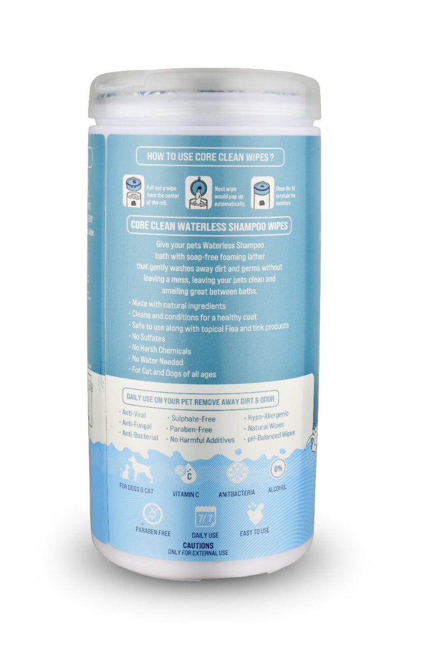 Pet Clean Pet Waterless Shampoo Wipes