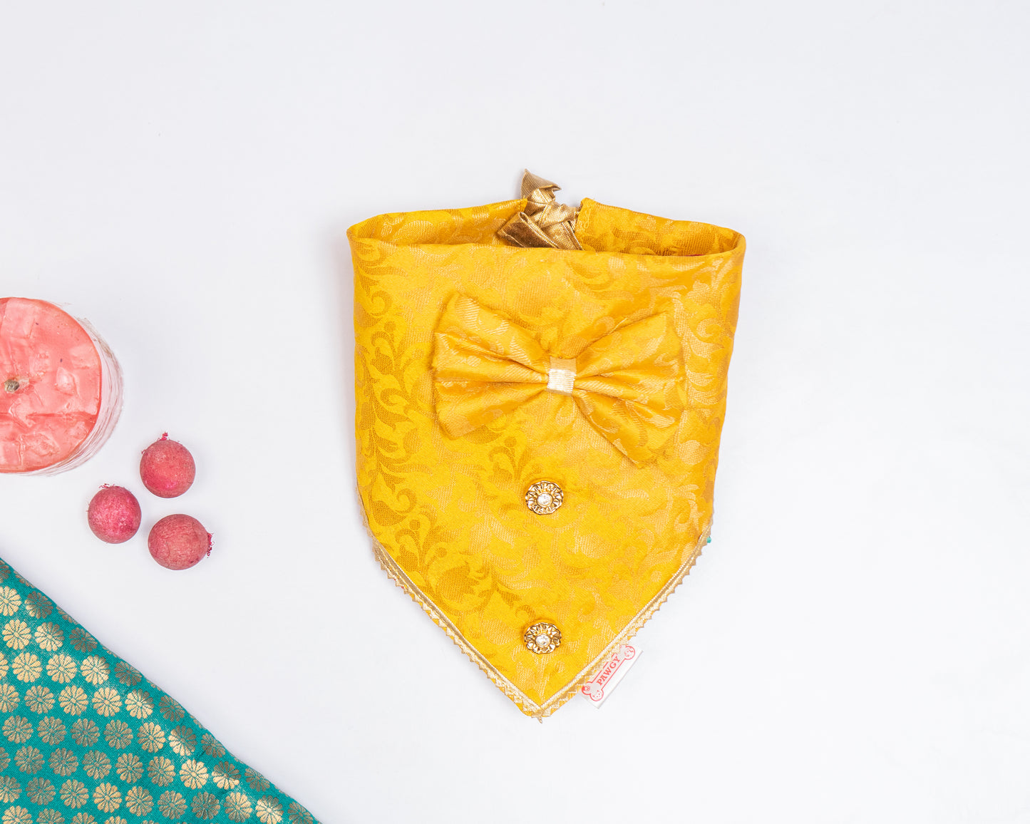 Yellow Occasion Wear Bow Bandana | For Dogs & Cats | Pawgy Pets