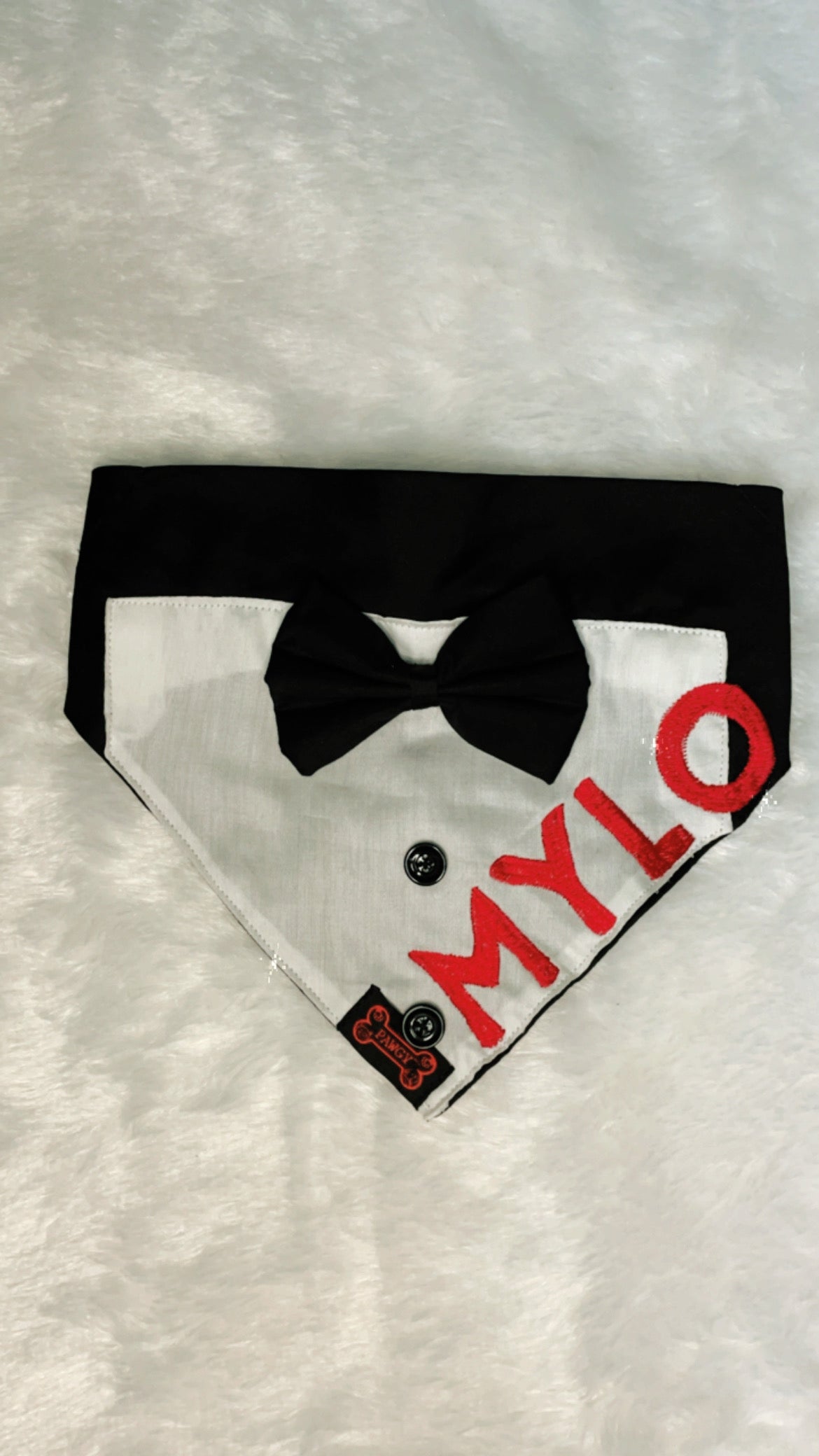 Pawgy Pets Personalised Tuxedo Bandana for Dogs & Cats