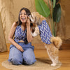 Indigo Mul cotton Women Vest Top + Dog Kurta Twinning