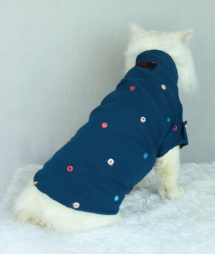 Pawgy Pets Festive shirt Peacock Blue (Cat)