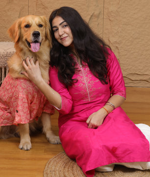 Pawgy Pets Block Print Kurta Peach for Dogs