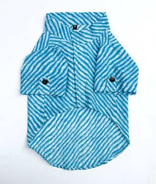 Pawgy Pets Lehriya kurta blue for Cats