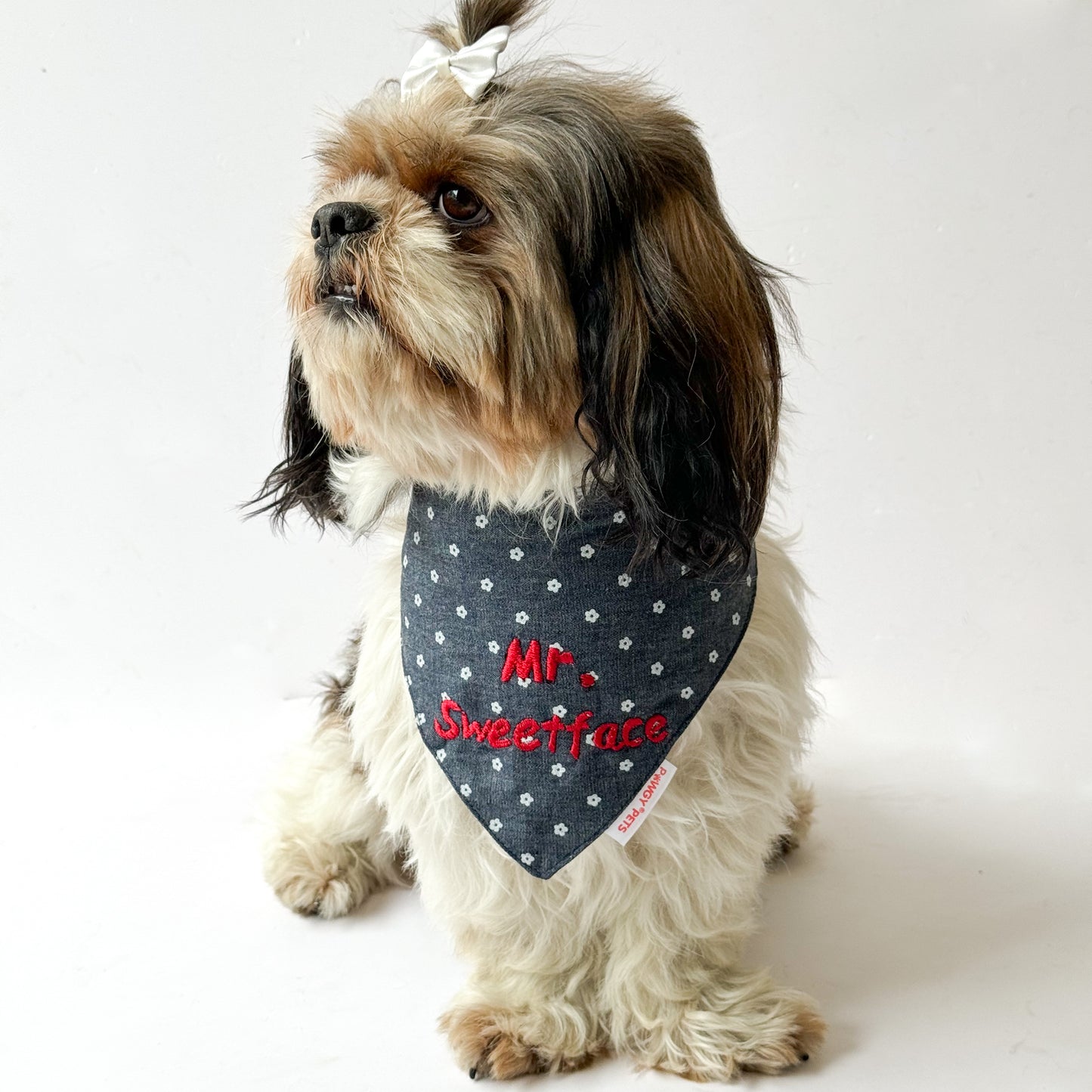 Pawgy Pets Personalised Floral Denim Bandana for Dogs & Cats