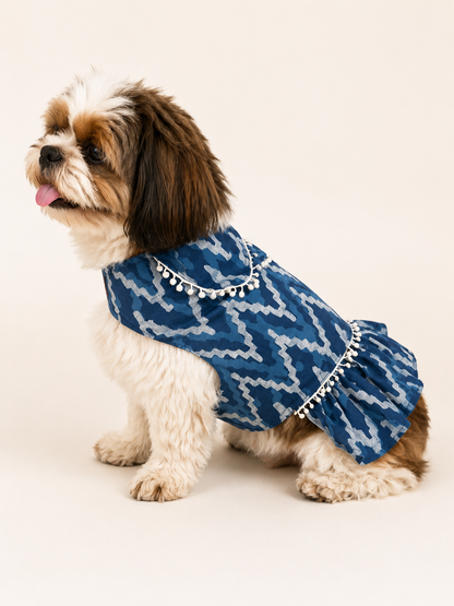 Indigo Cotton Dress | For Dogs | Pawgy Pets