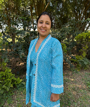 Women Coord Set (Lehriya Blue)