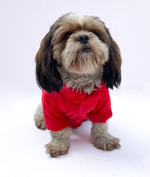 Pawgy Pets Fur Puffer Jacket: Red for Dogs & Cats