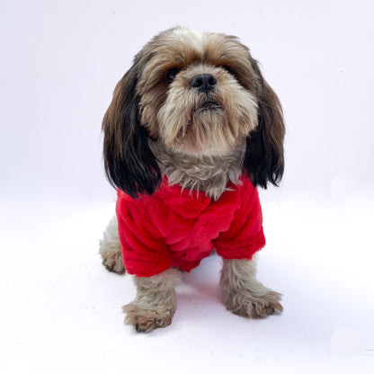 Pawgy Pets Fur Puffer Jacket: Red for Dogs & Cats