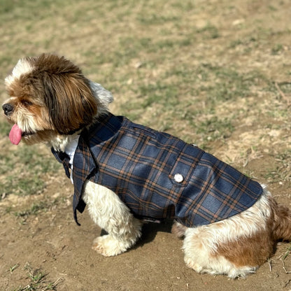 Navy Blue Check Bowtie Tuxedo | Luxe Collection | Pawgy Pets