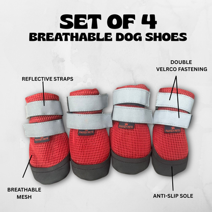 Pawgy Walkies – Breathable Dog Shoes: Set of 4 (Maroon)