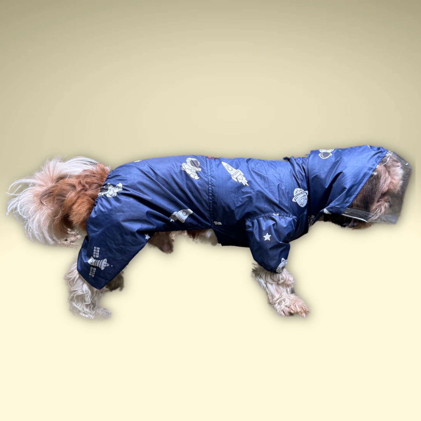 Navy Blue Astronaut Full Coverage Raincoat | For Dogs | Pawgy Pets