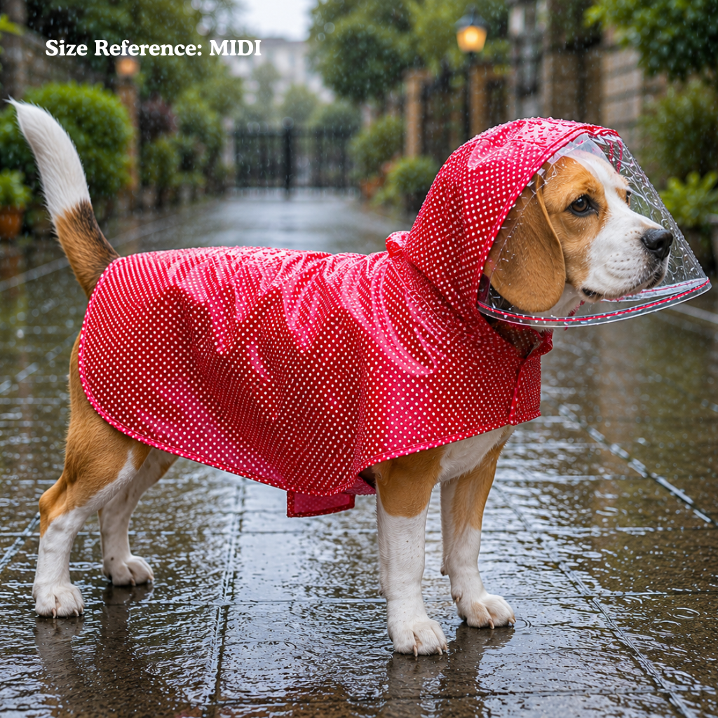 Red Polka Cape Raincoat | For Dogs | Pawgy Pets