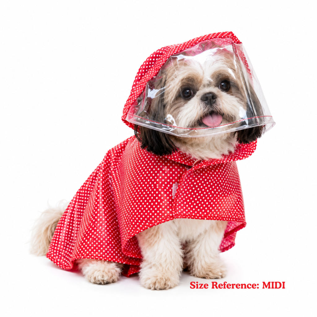 Red Polka Cape Raincoat | For Dogs | Pawgy Pets