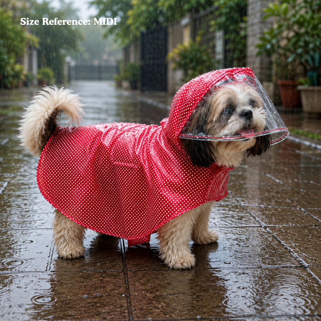Red Polka Cape Raincoat | For Dogs | Pawgy Pets