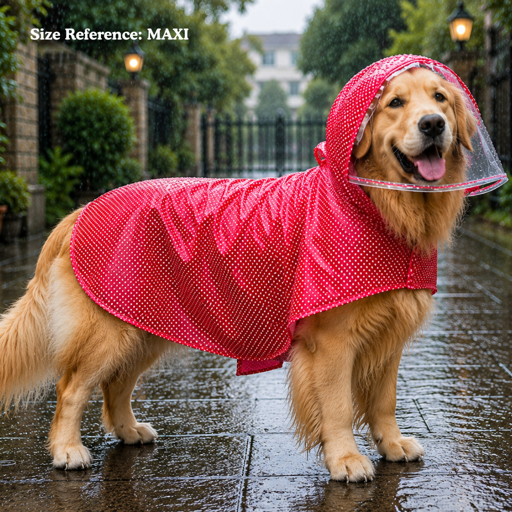 Red Polka Cape Raincoat | For Dogs | Pawgy Pets