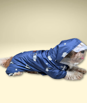 Pawgy Pets Astronaut Full Coverage Raincoat: Navy Blue