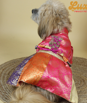 Luxe by Pawgy Pets Brocade Colour block lehenga dress