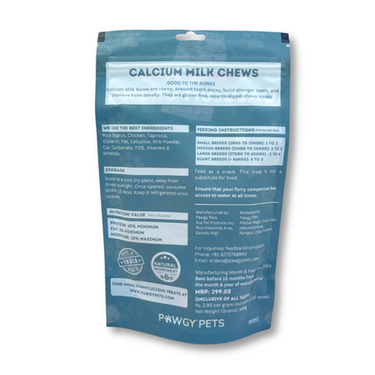 Pawgy Pets Calcium Chews Bite-Sized Bone Treats For Dog - Milk Flavour