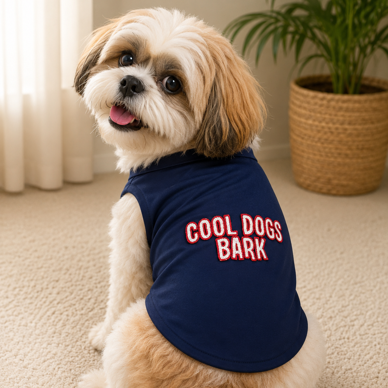 Cool Dogs Bark Beadwork Dog T-Shirt