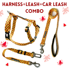 Pawgy Pets H- Harness,Leash & Car Leash Combo: Yellow Watermelon for Dogs and Cats