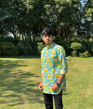 Men’s kurta (Zig-Zag Green)