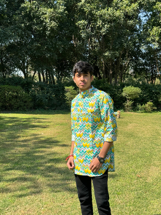 Men’s kurta (Zig-Zag Green)