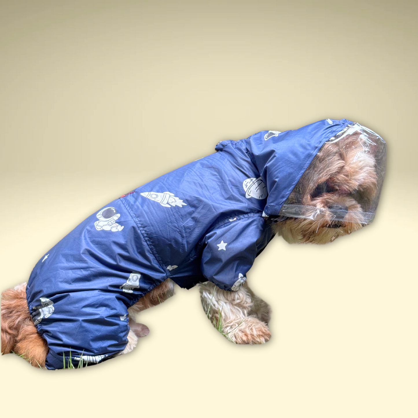 Navy Blue Astronaut Full Coverage Raincoat | For Dogs | Pawgy Pets